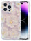 EYZUTAK Case for iPhone 16 Pro Max, Colorful Retro Oil Painting Flower Laser Glossy Pattern Cute Curly Wave Edge Exquisite Phone Cover Stylish Durable TPU Protective Case for Girl Women - Light Purple