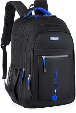 UieaMsio Mochilas Escolares Adolescente Niño, Mochilas Escolares Estudiantes Portátil Gran Capacidad Impermeable Mochila para Primaria Secundaria y Bachillerato Niñas Niños, Negro 32 * 48 * 18 cm
