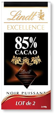 Lindt - Lot de 2 Tablettes EXCELLENCE Noir 85% Cacao - Chocolat Noir, 2x100g