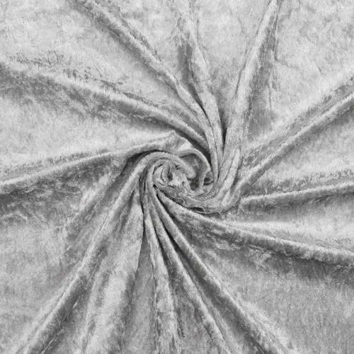 VmG-Store Pannesamt Stoff 2m x 145cm zum Nähen KEINE Meterware glänzender Stretch Samt für Vorhänge Gardinen Bühne Kostüm Kleid Bekleidung Tischdecke Dekostoff (025 Silber)