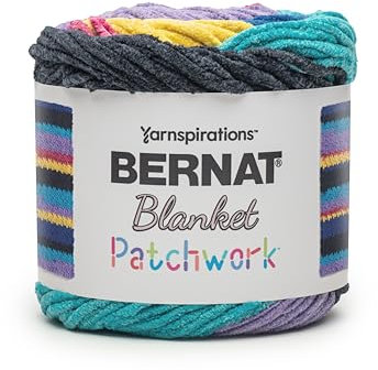 Bernat Decken-Patchwork-Garn, 90er-Jahre-Stil, 300 g, 100% Polyester, #6 super sperrig, 220 m, Stricken/Häkeln, 2 Stück
