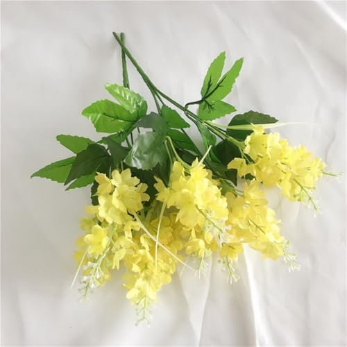 Niceminiwall Bouquet de jacinthes artificielles en soie pour maison, bureau, fête de mariage, 33 cm de long (jaune)