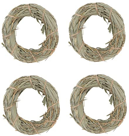 YARNOW 4 Stück Molarer geflochtener Grasring Molarengras für Haustiere Ringe Hasen Hamster Molar Toy Rabbit Molar Grass Hamster beißender Grasring Haustierbedarf natürliches Bambusgras