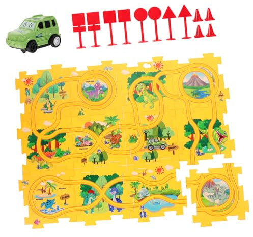 JOINPAYA 1 Satz Puzzle-Schienenauto laubsägen Set für für kinderspielzeug Construction Toys Children Toys Autos verfolgen Autostrecken für Plastik Yellow