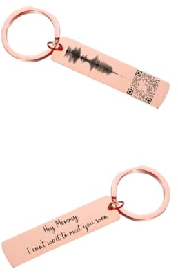 TPFOON Personalisierte QR-Code mit Sound Wave Keychain, benutzerdefinierte Audio Scanable QR-Code Keyring, Voice Memos Soundwave mit QR-Code Keychain, graviert Valentine Geschenk, Musik Geschenk