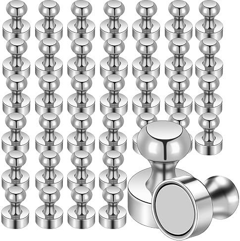 Duoleimi 40Stück Magnete für Magnettafel Starke Magnete Neodym Extra Stark Magneten Halt Whiteboard Kühlschrank mit Griff Fotos Schule Silber