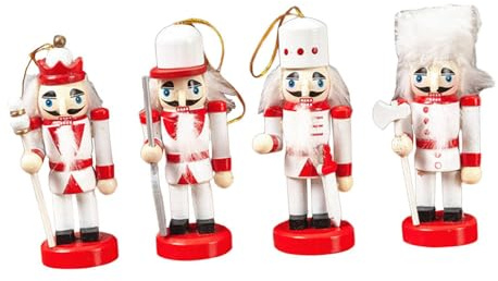 BEALIFE 4x Schiaccianoci di Natale, figure di Natale, aggiunta all'arredamento festivo per la casa, set di ornamenti natalizi Schiaccianoci, piccole figure,