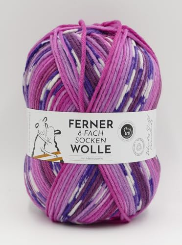 Ferner Wolle 8-fach Sockenwolle mit mulesingfreier Merinowolle | dickes Sockengarn mit Farbverlauf | Strumpfwolle 8-fädig (888-25)