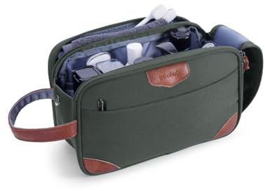 ECOHUB Trousse de Toilette Homme Voyage, Idee Cadeau Homme, Trousse de Maquillage, Grande Ouverture à Imperméable, Multi-Compartiments, pour Rasoir et Articles de Toilette, Vert