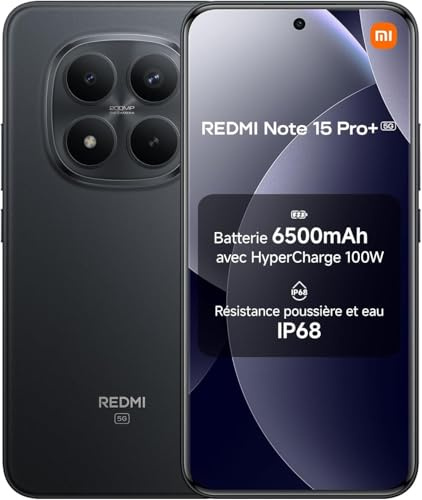 XIAOMI Redmi Note 15 Pro+ 5G NFC Smartphone, 12 + 512 GB, Schwarz, IP68, 6,83 Zoll, Snapdragon 7s Gen 4, 200 MP Kamera, 100 W Schnellladung, 6500 mAh Akku, ohne Ladegerät