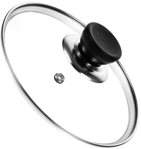 STAHAD Pan Lid 15X15Cm Glass Pot Cover Vent Hole Stainless Steel Rim Shockproof for Kitchen Cooking and Household Use