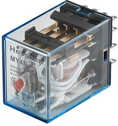 Heschen Gereral Purpose Power Relay MY4NJ 220 VAC Bobina 3A 220VAC/24VDC 4PDT LED Indicador de 14 pines terminales