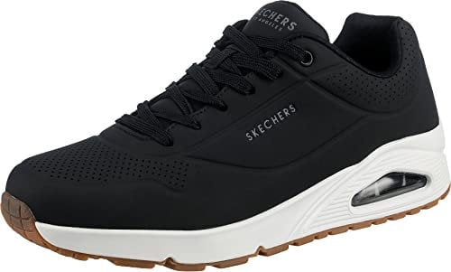 Skechers Men's Uno Stand on Air Sneaker, Dark Black Durabuck Trim, 13 UK