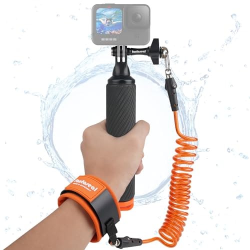 Action Cam Rutschfester Schwimmender Handgriff Floating Hand Grip Handler Selfie Stick mit Stahlkern Sicherheitsband für GoPro Insta360 Akaso Unterwasserkamera Tauchen Schnorcheln Surfen Kajakfahren