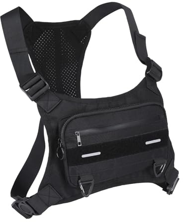 Zanthicia Double Shoulder Chest Pack Outdoor Sports Bag Waterproof Nylon Satchel Pouch Running and Hiking Double Shoulder Chest Pack Breathable Backpack Running Waterproof Bag Mobile Phone