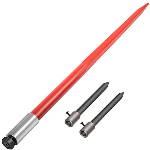 VEVOR Frontladerzinken 49 Ballenzinken3000 lbs Kapazität, Ballengabel Zinken, Rot beschichtete Ballen Gabeln, Ballengabel frontlader mit 2 Stabilisator Spears