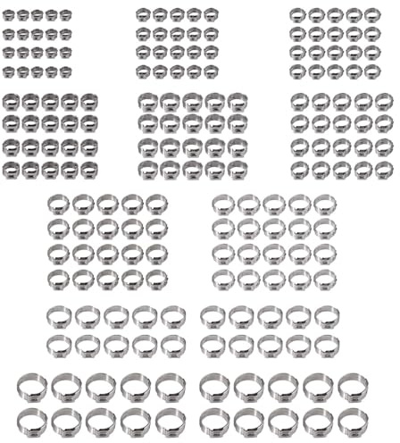 Proster 200pcs Single Ear Stepless Hose Clamps - 304 Stainless Steel Ear Clamps, Hose Clamp Clips, Ear Clamps
