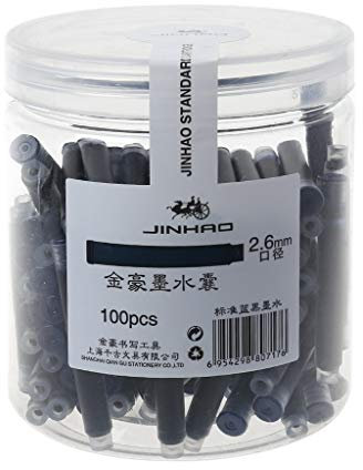 100pcs Jinhao Universal Black Blue Fountain Pen Ink Sac Cartridges 2.6mm Refills School Office Stationery