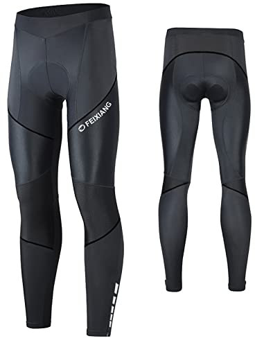 MEETWEE Herren Radlerhose Lange Fahrradhose, Kompression Radhose Leggings Radsport Hose für Männer Elastische Atmungsaktive 3D Schwamm Sitzpolster (Schwarz, XL)