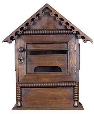 KONGY Briefkasten, Wall Mounted Holzhaus Briefkasten Abschließbar American Vintage Wasserdicht Briefkasten Letterbox