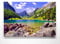 Atemberaubende Leinwand Bergbilder - Seealpsee mit Säntis - als 120x80cm großes XXL Leinwandbild. Wandbild als Hintergrund und Deko für Wohnzimmer & Schlafzimmer. Aufgespannt auf Holzrahmen