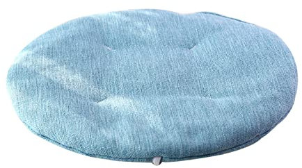 JLWM Sitzkissen Einfarbig Baumwolle Leinen-, Sitzauflage Dünn Stuhlkissen Mit Riemen Für Zuhause Küche Essensstuhl Schemel Runden-Blau-Durchmesser-40cm