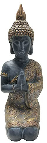 Dehner Dekofigur Buddha, 70 x 33 x 25 m, Magnesia, schwarz/Gold