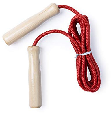Springseil in lustigen Farben, 260 cm Verstellbares Seil mit lackiertem Holzgriff, Skipping Rope Kids, verstellbares Baumwollseil mit Holzgriff für Jungen und Mädchen (rot)