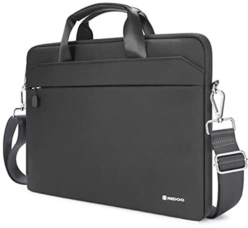 NIDOO 14-15 Laptop Aktentasche Umhängetasche Hülle für 14 Thinkpad T490 T495s / Latitude 14 15 / Surface Laptop 3 4 | Book 3/15 16 MacBook Pro / 15 IdeaPad S340 /XPS 15 /MateBook D 15, Schwarz