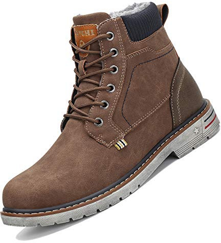 Mishansha Winterschuhe Herren Stiefel Warm Gefüttert Winterstiefel Damen Wasserdicht Winter Schuhe Indoor Outdoor Schneestiefel, Braun 39 EU