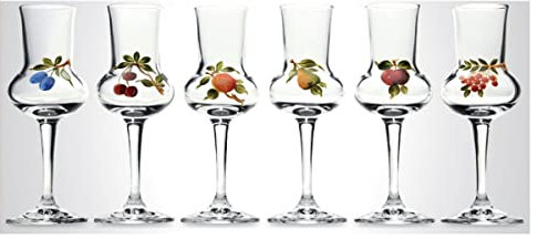 Steinnacher Grappagläser Riserva Obst 6er Set verschiedene Früchte 16cm Likörgläser hochwertige handbemalte Schnapsgläser mundgeblasen