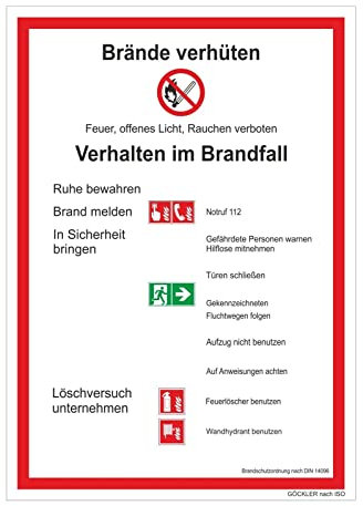 Brandschutzordnung Teil A Brände verhüten Schild ISO 7010 Neue Norm