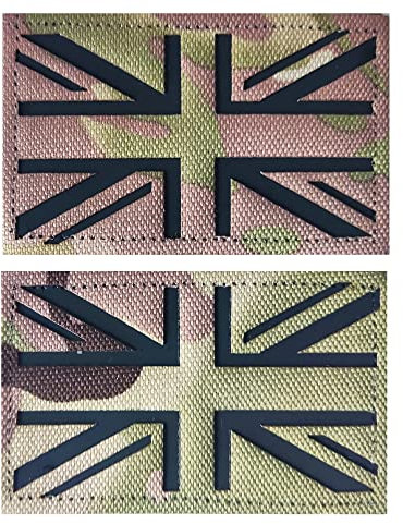 AXEN British Union Jack Patches Reflective IR Tactical Patch, United Kingdom Flag Patch Hook and Loop Patches for Military Uniform Tactical Bag Jacket Jeans Hat, Camo