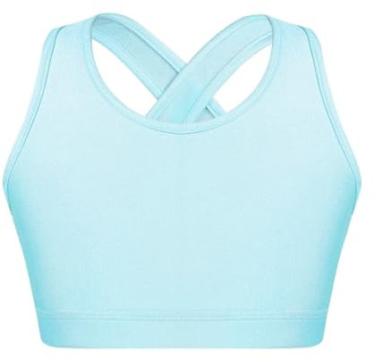 CHICTRY Mädchen Top Bauchfrei Oberteile Yoga Bustier Bralette Sport BH Ohne Bügel Kinder Tank Top Ballett Tanz Unterwäsche Strech Gr. 98-164 Hellblau G 134-140