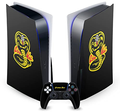 Head Case Designs Offizielle Cobra Kai Klassisches Logo Ikonisch Vinyl Frontplatte Haut Gaming Aufkleber kompatibel mit Sony PlayStation 5 PS5 Disc Edition Console & DualSense Controller