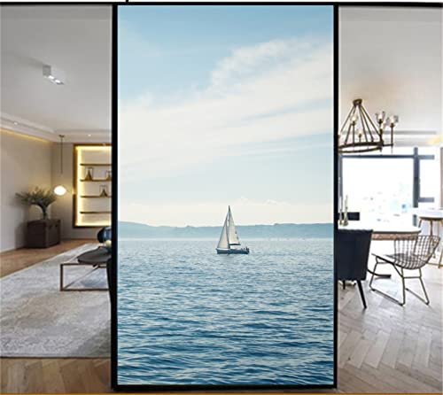 3D Regenbogen Folie Fenster,Glasdekorfolie, PVC,für Badezimmer Kinderzimmer Küche,60x200cm Schlafzimmer, Wohnzimmer, Esszimmer, Büro, Hotels, KlassenzimmerSegelboot