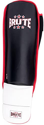 Brute Knieschoner für Boxen und Kampfsport - Ultimativer Schutz mit hochwertigem PU und doppellagiger EVE/Latex-Polsterung oder EVE/EPE-Polsterung-Farbe: Schwarz/Weiß - GR: S/M