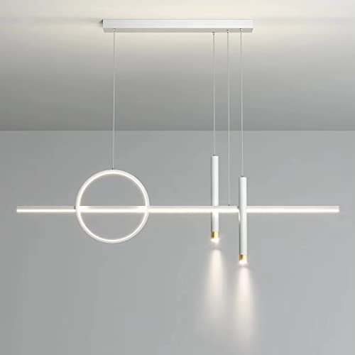 Moderne Esstisch Pendelleuchte LED Dimmbar Hängeleuchte Mit Fernbedienung Esstisch Hängelampe Höhenverstellbar Pendellampe für Esstisch Esszimmer Wohnzimmer Büro Küchen Bar lampe (Weiß, L120cm)