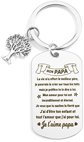 QONCV Cadeau Fete des Peres, Cadeau Papa, Cadeau Fête des Pères, Cadeau Merci Papa Noël Idee Original Porte Clef, Saint Valentin Papa Cadeau Remerciement Cadeau Papa Anniversaire, Cadeau Noel Papa