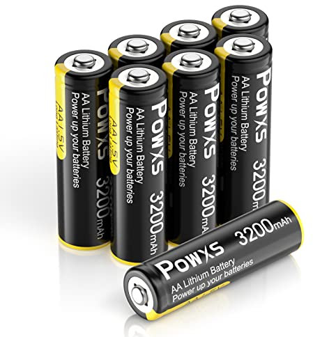POWXS Ultimate Lithium AA batteries, 8 Pack 1.5V AA Lithium Batteries, 3200mAh Super Capacity Double A Battery for Blink Camera Doorbell Alarm System Flashlight Toy【Disposable Batteries】