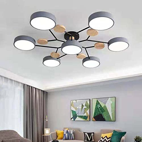 Bellastein LED Deckenleuchte, Kronleuchter,Haushaltshalle Deckenlampe Holz modernes LED Runde Holz Lampen Deckenlampen für Schlafzimmer Kinderzimmer Wohnzimmer Küch (Asche)