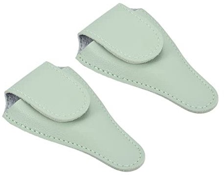 PATIKIL 4.5x2.6 Embroidery Scissors Sheath, 2 Pack PU Leather Nail Cuticle Scissor Cover Small Pointed Nippers Scissors Protective Case, Light Green