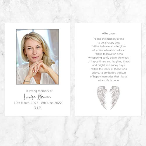Dotty about Paper Funeral Memorial Cards - Grey Angel Wings - Pack of 10