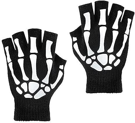 Homoyoyo Leuchtende Skelett Fingerlose Herrenhandschuhe 1 Paar