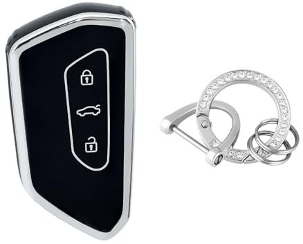 OFFCURVE Autoschlüssel Hülle Schlüsselhülle, Autoschlüssel Schutzhülle Schlüsselgehäuse mit Schlüsselanhänger für VW Golf 8 Seat Leon Tarraco Ateca Skoda Octavia Cupra Formentor Born