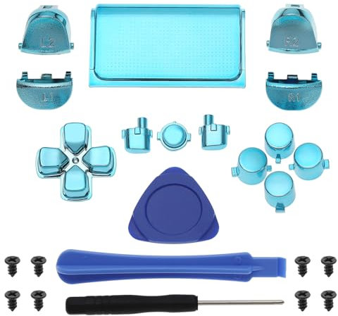SG Store 24-teiliges Komplettes Tasten Reparaturset Tasten Knöpfe Kompatibel mit PS4 Pro 040 Controller Dpad R1 L1 R2 L2 Auslöser Touchpad-Aktion Home-Tasten Werkzeugen, Blau [Video Game]