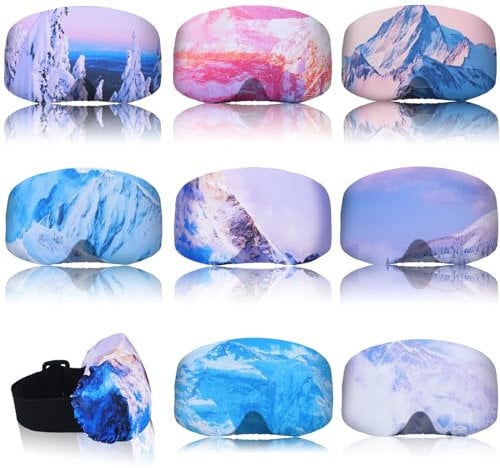 Copkim 8 Pcs Ski Snowboard Goggle Cover, Protective Cover Sleeve Anti Scratch Dust Ski Goggle Protectors for Men Women goggles Lens Protection Travel Supplies
