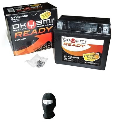 Kompatibel mit Yamaha XVS Drag Star (4XR/4VR) 650 1997 bis 2002 OKYAMI Batterie bereits gebrauchsfertig OTX12-BSR versiegelte Ladung aktiviert in der Fabrik 10 Ah Ampere 12 Volt