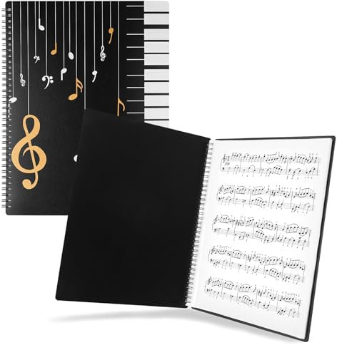 JIANTA A4 120Pages Sheet Music Folder, Spiral Binder Music File Folder, 8.5x11 inch Paper Documents Storage Holder Bag, Blank Plastic Concert Choral Folder