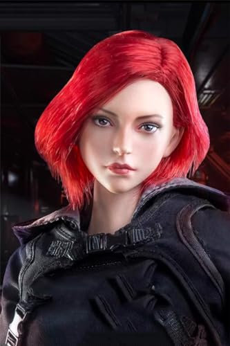 1/6 Skala Weiblicher Kopf Sculpt, Schönheit Weiblicher Soldat Gepflanzt Haar Kopf Geschnitzt für 12inch PH TBL VC JO Action Figur Körper Sammlung (Rotes Haar)